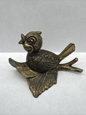 Vintage Brass Chirping Singing Baby Bird On Branch Figurine Made in Italy
